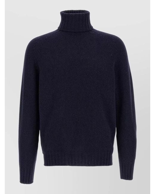 Ma'ry'ya Blue Turtleneck Sweater Long Sleeves Ribbed Trims for men