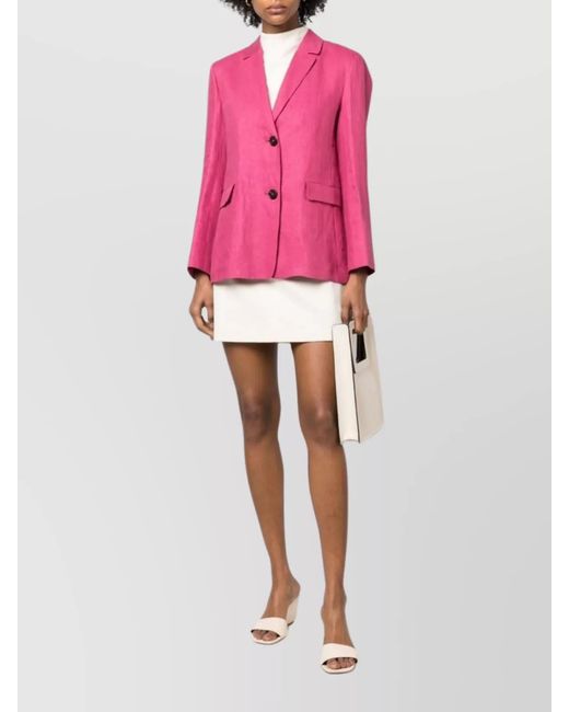 Max Mara Pink Linen Single-Breasted Blazer