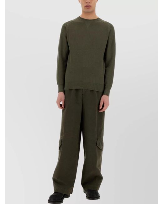 Belstaff Green Textured Cotton Jersey Sweater for men