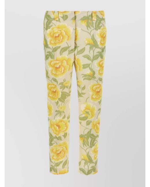 KENZO Yellow Cropped Straight-Leg Trousers