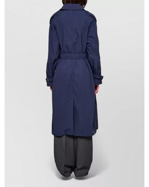 OOF WEAR Blue Trench Coat Nylon Belted Waist Epaulettes
