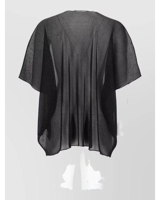 Circus Hotel Black V Neckline Sheer Beachwear Loose Top