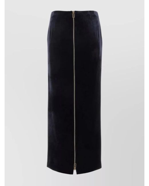 Fendi Black Velvet Slim-Fit Long Skirt