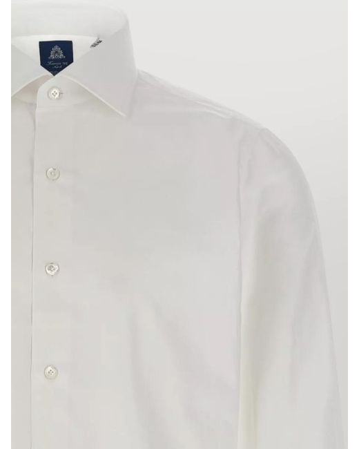 Finamore 1925 White Napoli Shirt Long Sleeves Cuffed Button for men