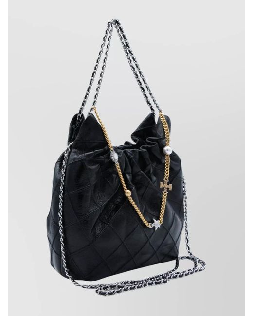Tory Burch Black Fleming Mini Leather Shoulder Bag