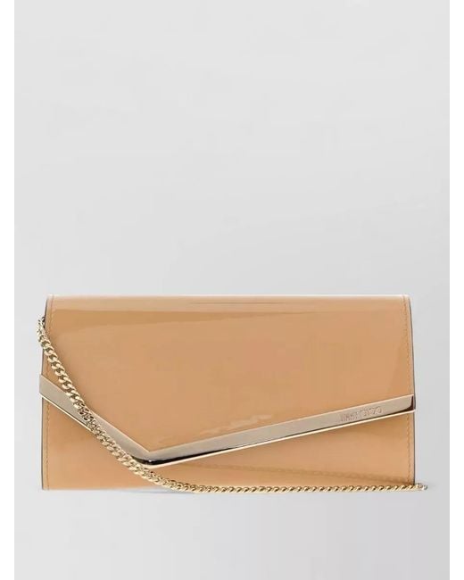 Jimmy Choo Natural Emmie Leather Clutch Bag