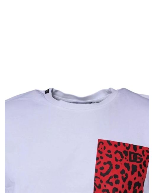 Dolce & Gabbana White Leopard-Print Cotton Crew-Neck T-Shirt for men