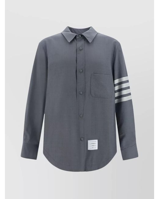 Thom Browne Blue Striped Sleeve Oversized Shirt for men