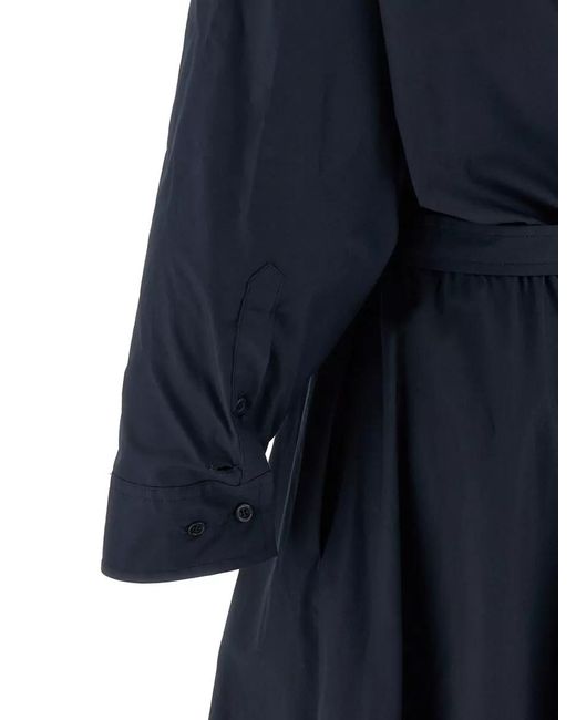 Nude Blue Shirt Dress Midi Length Pleated Skirt Tie
