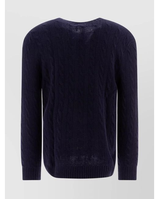 Polo Ralph Lauren Blue Cashmere-Blend Cable-Knit Crewneck Sweater for men
