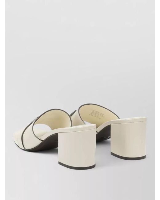 Tory Burch Natural Block Heel Mules Metal Accent Open Toe