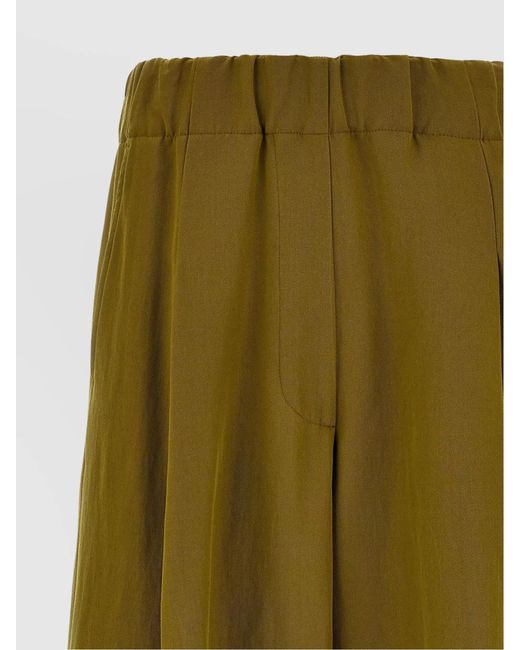 Dries Van Noten Green Wool Wide-Leg Trousers