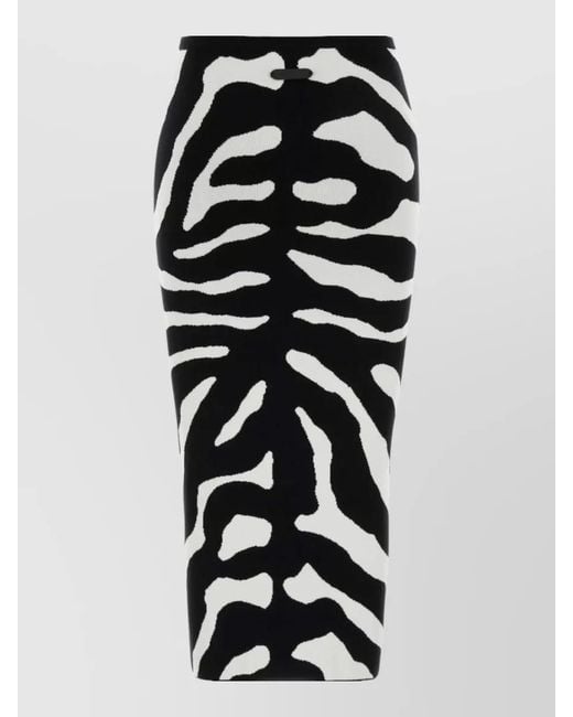 Moschino Black Viscose Blend Zebra Pattern Skirt