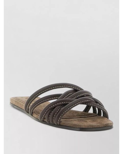 Brunello Cucinelli Multicolor Leather Flat Sandals