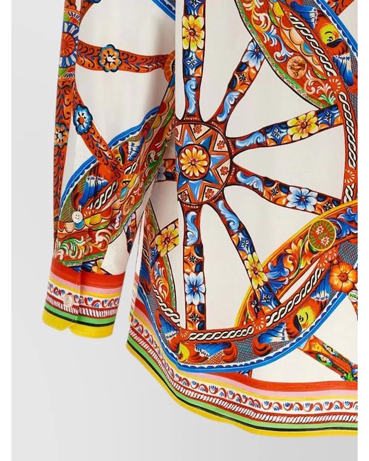 Dolce & Gabbana Multicolor Carretto Print Long Sleeve Collared Shirt