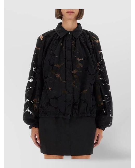 Patou Black Lace Balloon Blouse