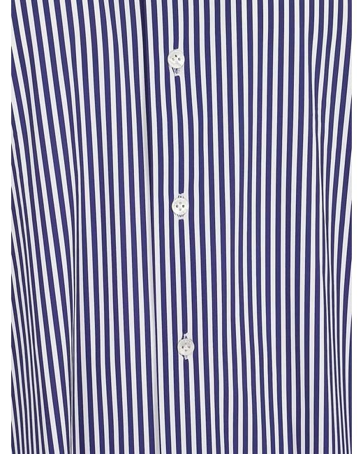 Barba Napoli Blue Striped Long Sleeve Neck Detail Shirt for men
