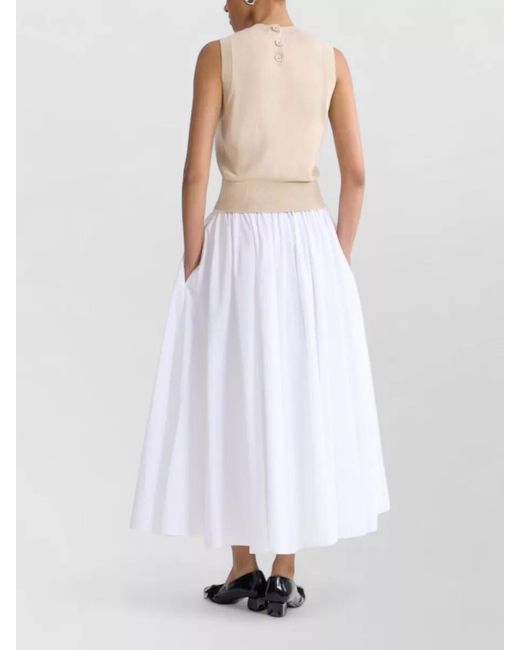 Patou White Silk Midi Skirt