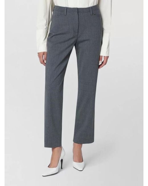 Thelatest Blue Tailored Pants Belt Loops Pockets Buttons