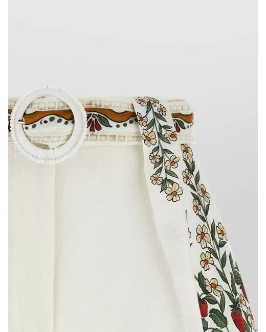 Farm Rio Multicolor Richelieu Shorts Decorative Belt Floral Embroidery