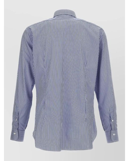 Barba Napoli Blue Striped Journey Cotton Shirt for men