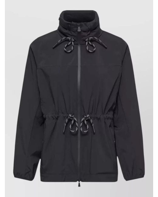 Moncler Blue Jacket Drawstring Waist Elastic Cuffs High Collar