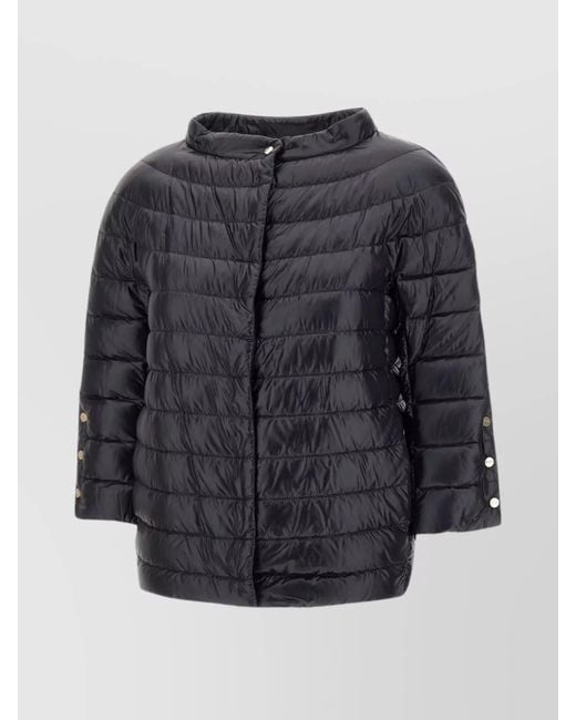 Herno Gray Nylon Cape With Crater Neck And Silk-Like Texture
