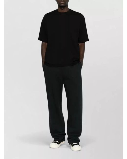 Rick Owens Black Ribbed Crewneck Cotton Short-Sleeve T-Shirt for men