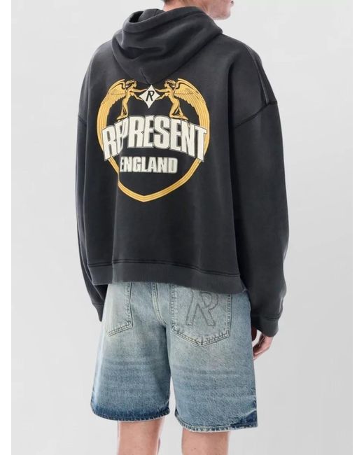 Represent Blue Angel Border Hoodie Relaxed Knitwear Piece for men
