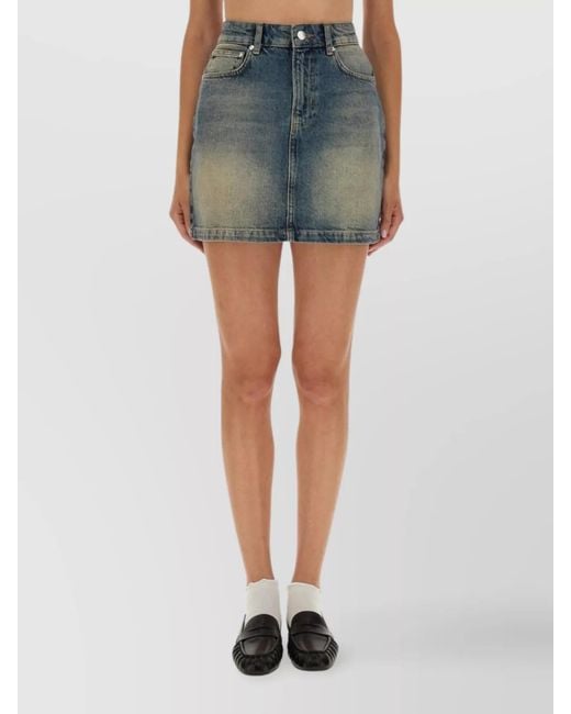 Moschino Blue Denim Fitted Skirt
