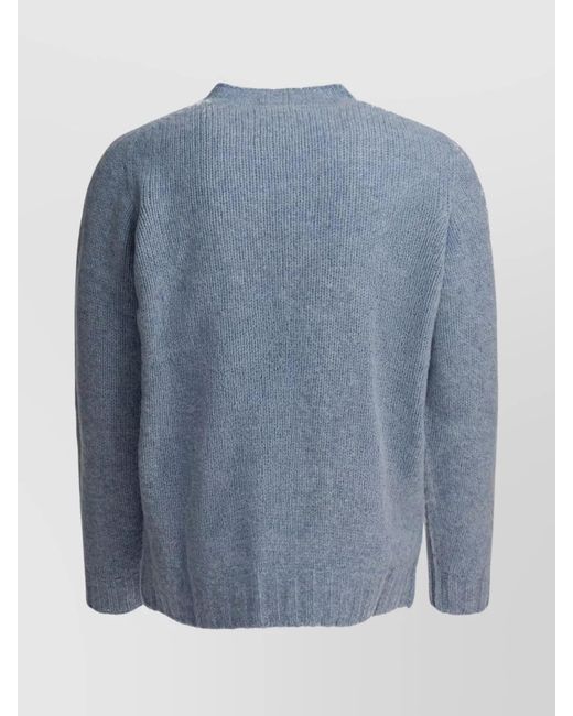 Beams Plus Blue Wool Crewneck Sweater for men