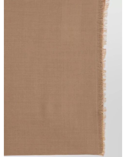 Max Mara Brown Silk Scarf Rectangular Shape Lightweight Frayed Edges