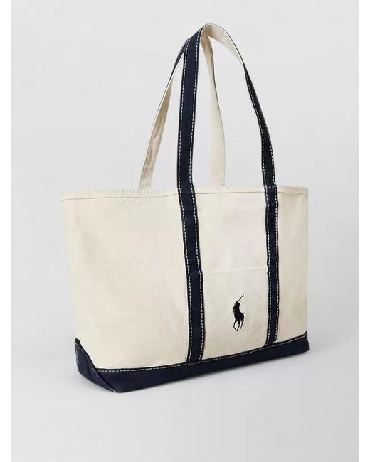 Polo Ralph Lauren White Lightweight Tote Bag Contrast Stitching Dual Handles for men