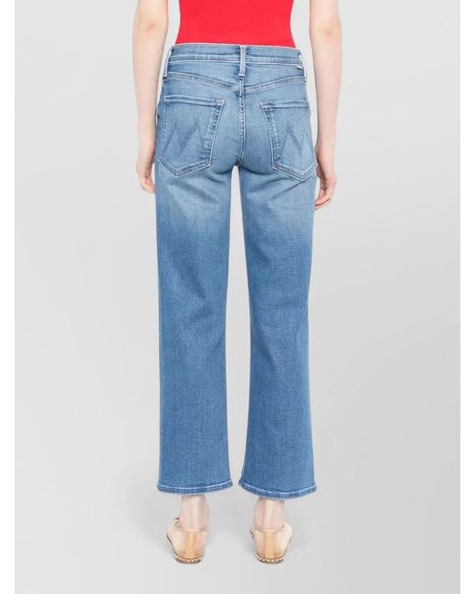 Mother Blue Denim Straight-Leg Jeans