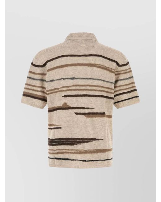 Bottega Veneta Natural Embroidered Silk Blend Polo Shirt for men