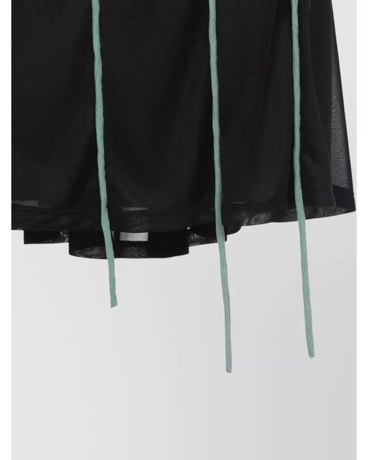 Moschino Black Midi Skirt Sheer Overlay Floral Embellishments