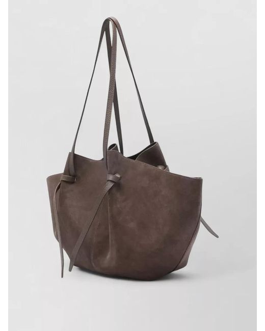 Yuzefi Brown Mochi Large Leather Shoulder Bag