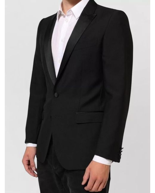 Dolce & Gabbana Black Silk Blend Single-Breasted Suit Jacket for men