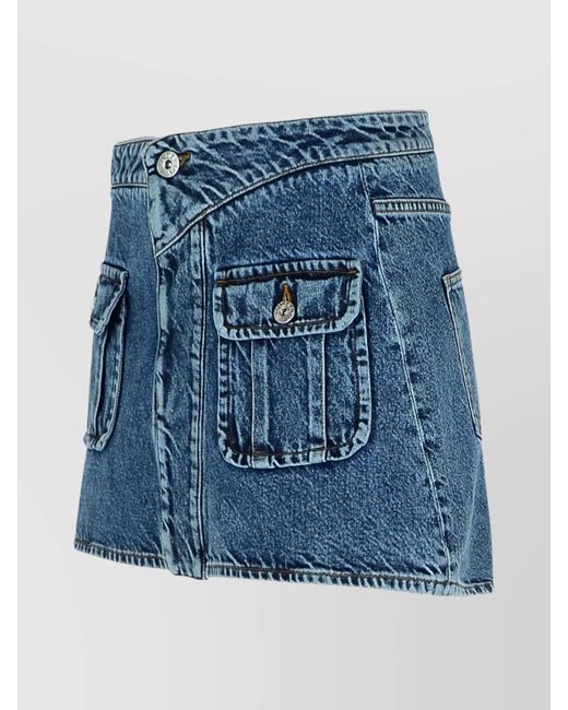 J.W. Anderson Blue Denim Patch Pocket Curved Mini Skirt