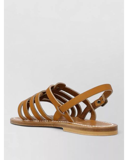 K. Jacques Brown Homere Flat Sling Back Strappy Sandals
