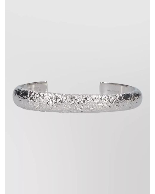 MM6 by Maison Margiela White Metallic Finish Open Cuff Textured Bracelet