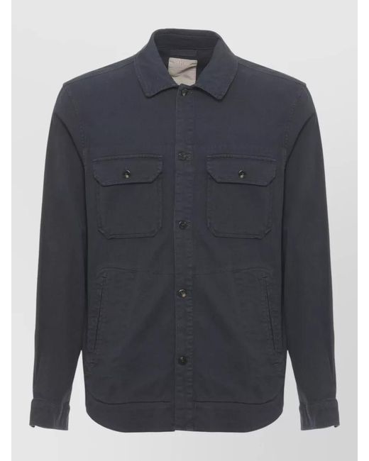 Woolrich Blue Cotton Linen Long-Sleeve Shirt Jacket for men