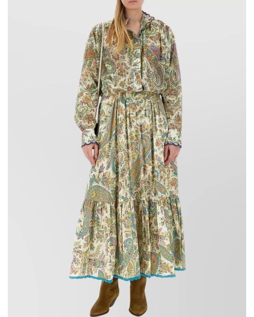 Etro Green Cotton Maxi Skirt