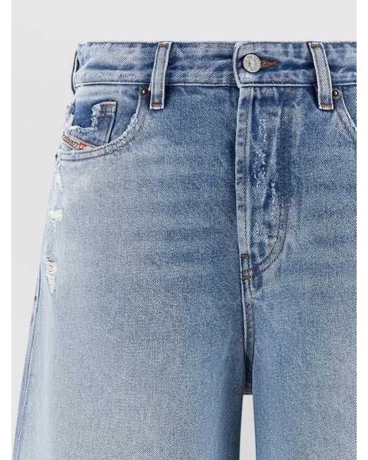 DIESEL Blue Denim Low-Rise Relaxed-Fit Knee-Length Shorts