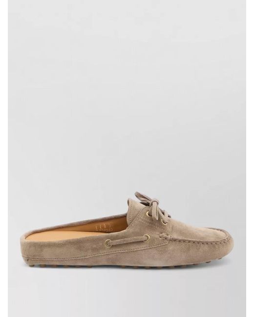 Tod's Natural Leather Boat Loafer Style Slider Sandals
