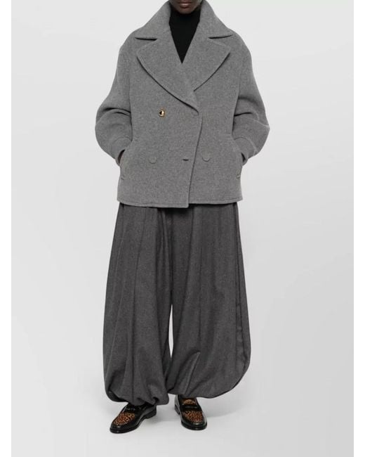 Moschino Gray Double Breasted Wool Blend Relaxed Blazer