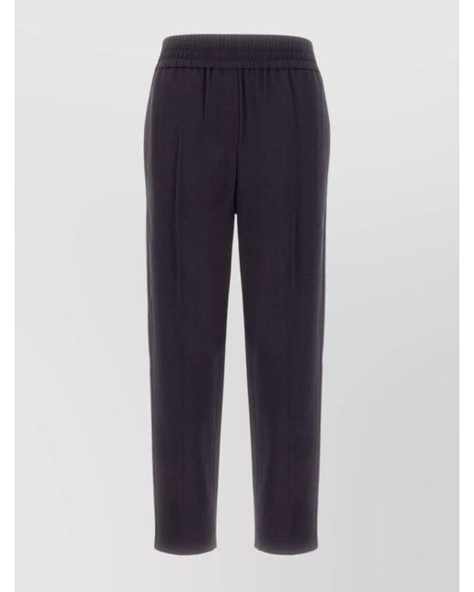 Brunello Cucinelli Blue Mid-Rise Pleated Tailored Trousers