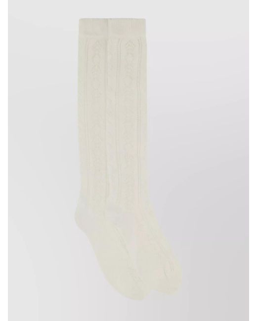 Valentino White Cotton Perforated Socks