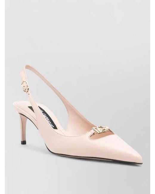 Dolce & Gabbana Natural Leather Slingback Pumps Mid Heel Pointed Toe