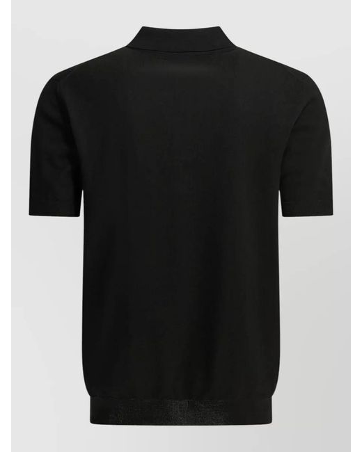 Baracuta Black Short Sleeve Polo Shirt Ribbed Collar Cuffs for men
